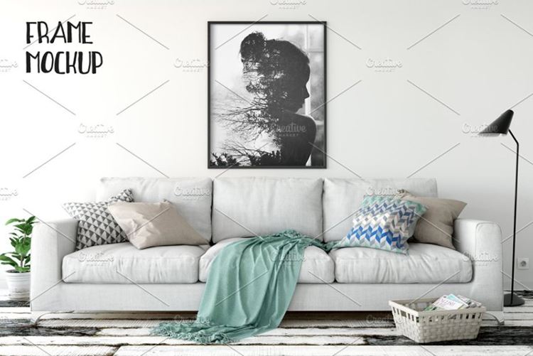 客厅场景画框相框样机Scandinavian-Frame-Mockup_13