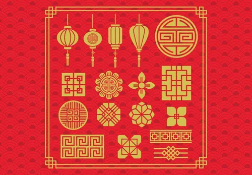 2019年新年快乐中国日本东方传统元素新年氛围素材矢量合辑包 Happy chinese new year