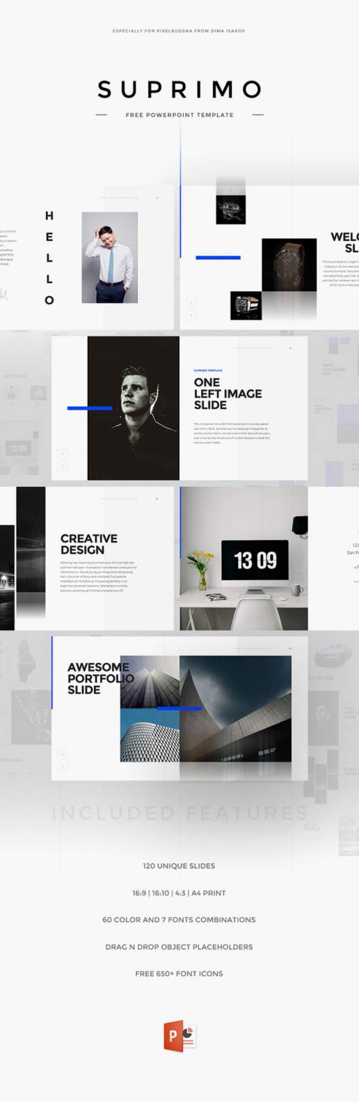 时尚流行简洁高品质配色模板Suprimo PowerPoint Template