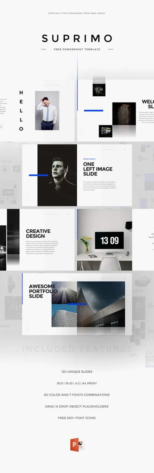 时尚流行简洁高品质配色模板Suprimo PowerPoint Template