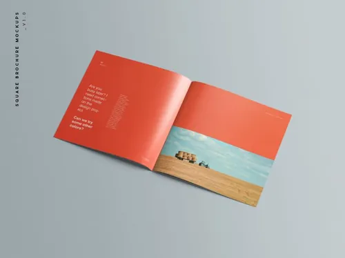 9个高质量方形小册子宣传册杂志画册设计贴图样机模板 Square Brochure Mockups