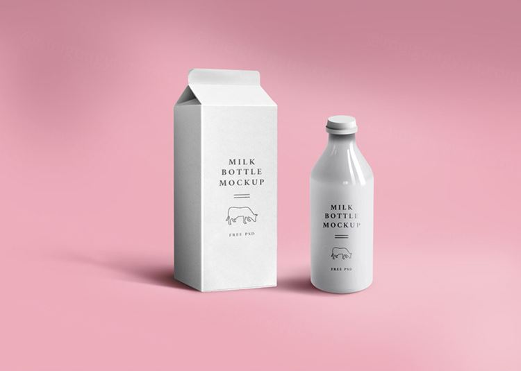 牛奶盒模型PSD贴图模板Milk Packaging Mockup