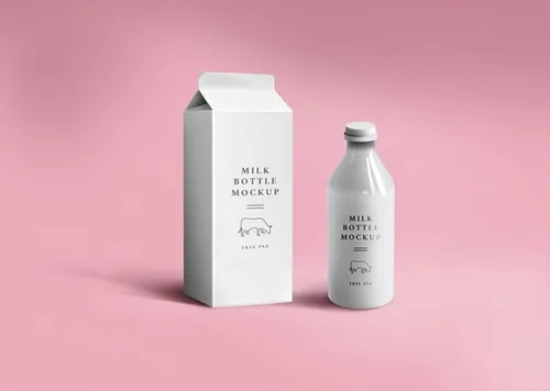 牛奶盒模型PSD贴图模板Milk Packaging Mockup
