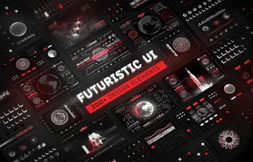 未来派HUD界面游戏科幻电影科技抽象设计元素合辑 Futur