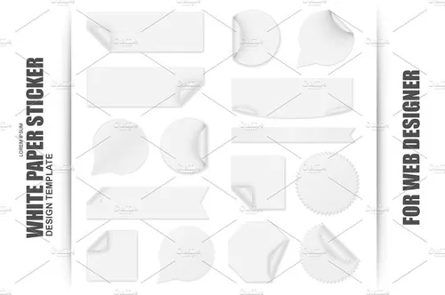促销标签设计素材et Of Blank White Paper Stickers