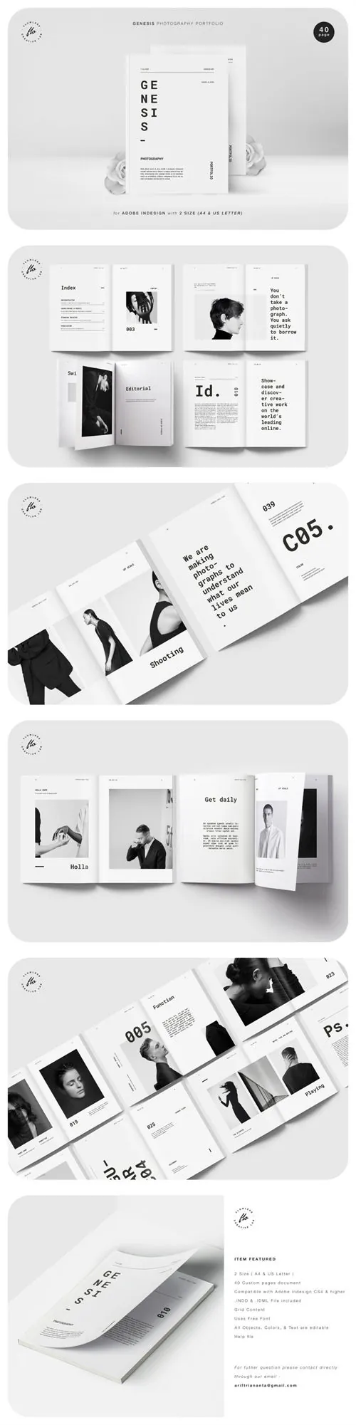 黑白格调时尚创世摄影作品集画册设计Portfolio