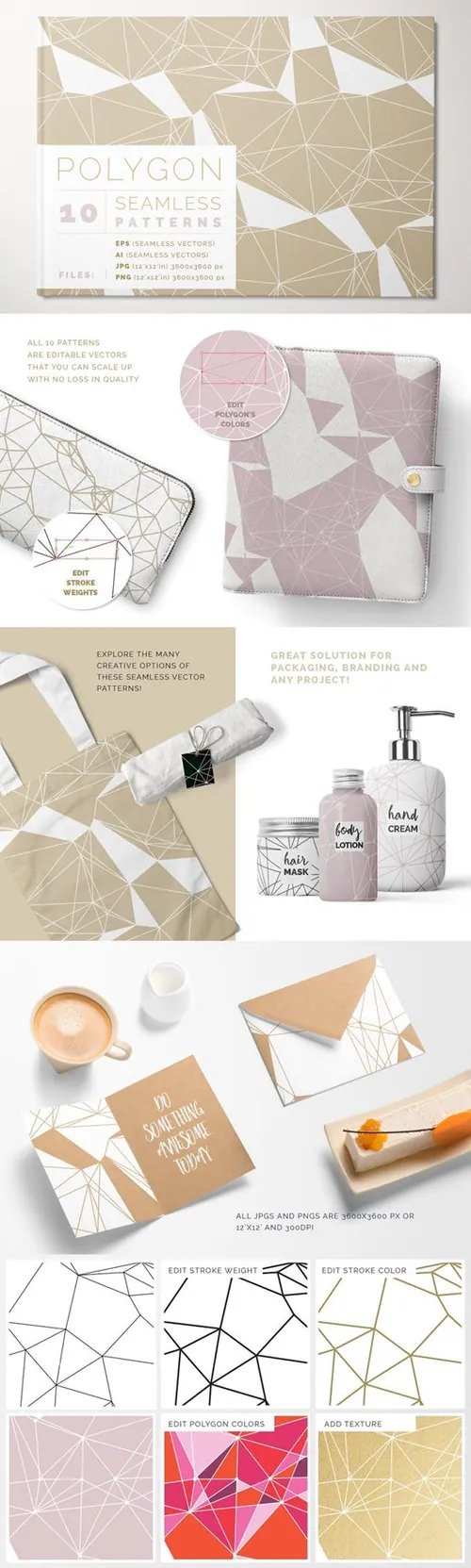 高端多边形线条背景纹理素材 Polygon Lines Ve