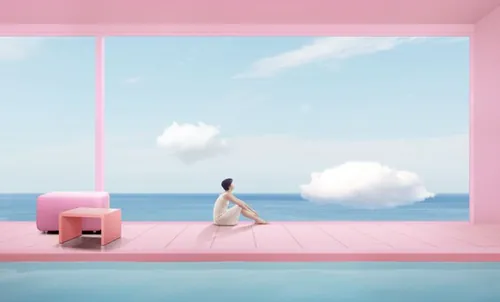 少女粉三维虚拟概念场景网红照3D合成PSD模板