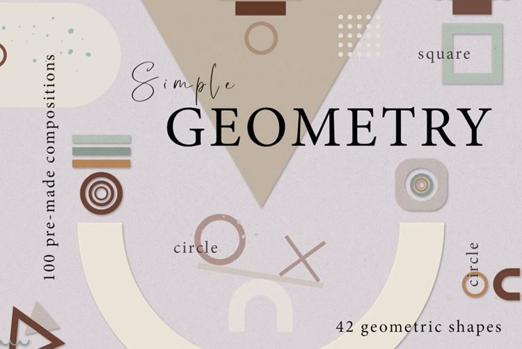 波西米亚风抽象主义几何构图矢量图形图案素材 100 shap