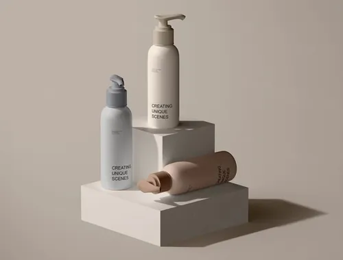 高质量化妆品乳霜品牌包装设计展示样机PSD模板 Cosmet