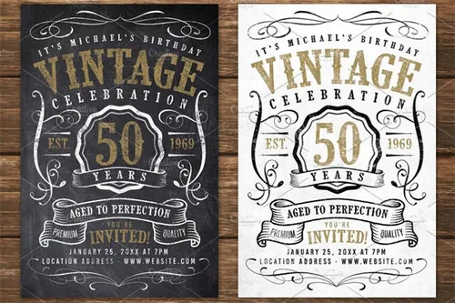 粉笔怀旧风格的生日庆祝海报模板下载Chalk Vintage Birthday Flyer