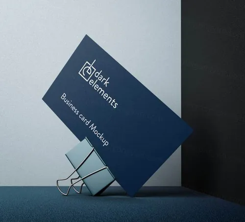 名片展示模型PSD贴图模板Dark Elements / Business card mockup