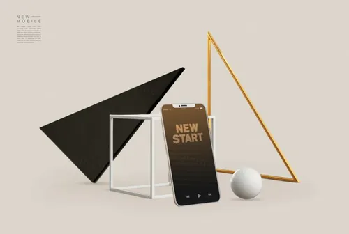 黑金色风格手机样机贴图展示模板18108