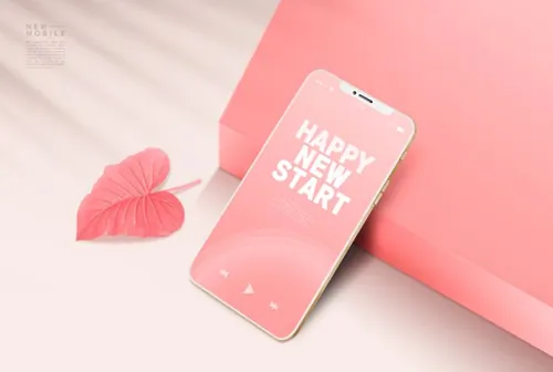 粉色风格可爱精美立体手机样机模板18120