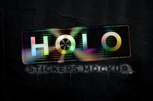 80年代复古经典贴纸全息镭射渐变效果PSD模板素材 Holo