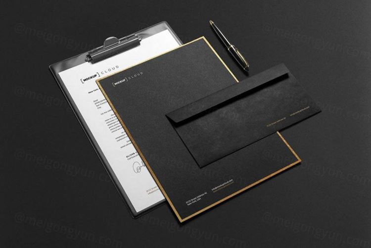 高品质的高端商务商业质感的品牌设计文具VI样机展示模型mockups