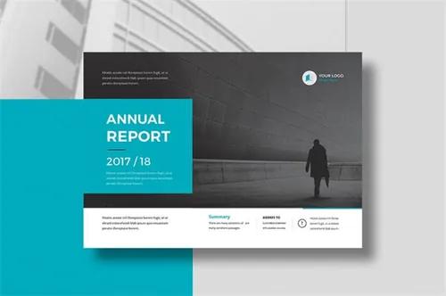 高品质的A4和A5尺寸的时尚高端多用途横版年度报告画册杂志设计模板 annual-report-...
