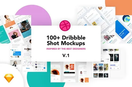 好用的Dribbble（追波）APP设计缩略图模板Mockups