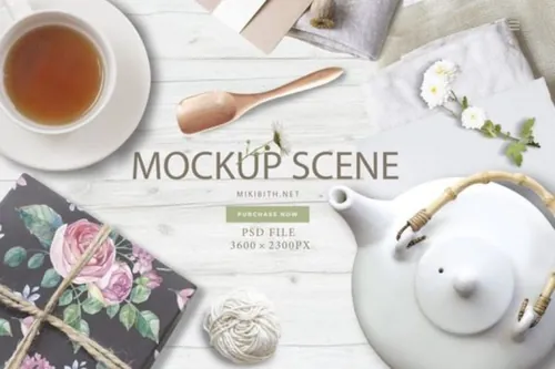 分层顶级茶壶物品勺子Tea kettle mock-up scene