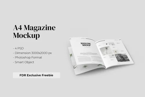 简约A4杂志画册设计提案样机PSD模板 Free A4 Magazine Mockup