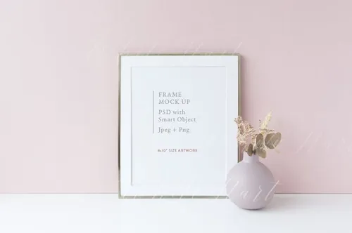 金色边框画框样机 Golden  frame mock up