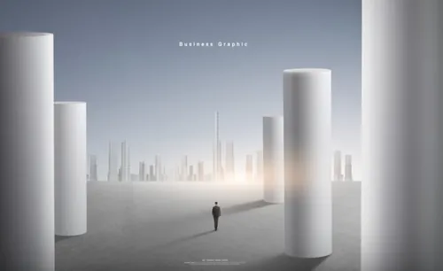 圆柱广告的商业图形海报模板设计