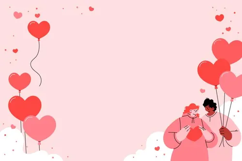 手绘粉色系情人节七夕情侣爱情专题创意扁平插画背景EPS矢量设