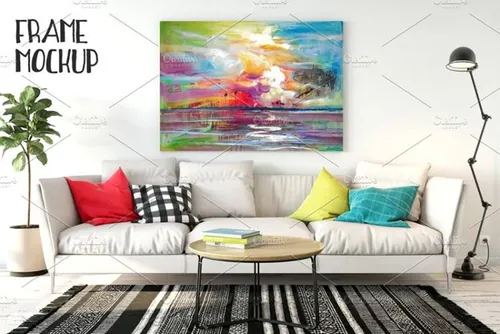 室内画框样机模版 Interior Canvas Mockup