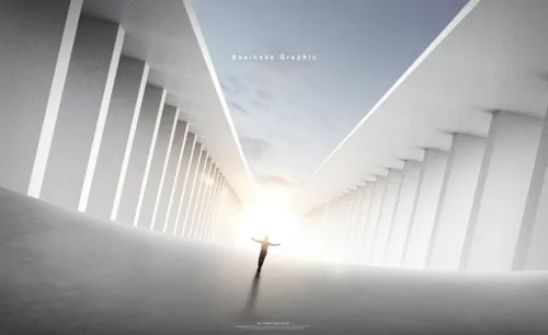 光影建筑的商业图形海报模板设计