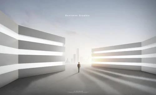 光影建筑的商业图形海报模板设计