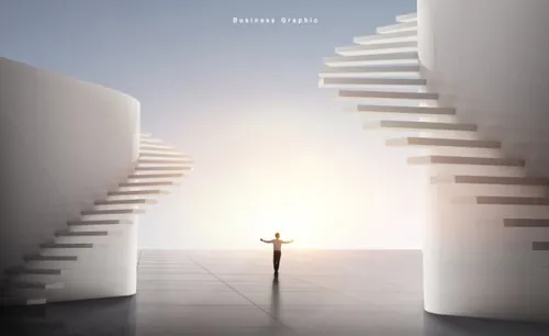 地产阶梯商业图形海报模板设计