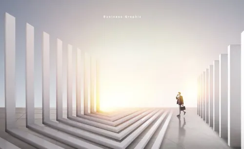 光与影的建筑商业图形海报模板设计