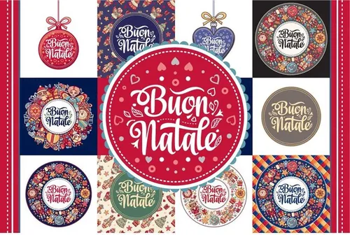 22个复古矢量意大利风格圣诞节花纹纹理背景Buon_Nata