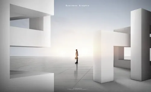 手拿公文包的商业图形海报模板设计