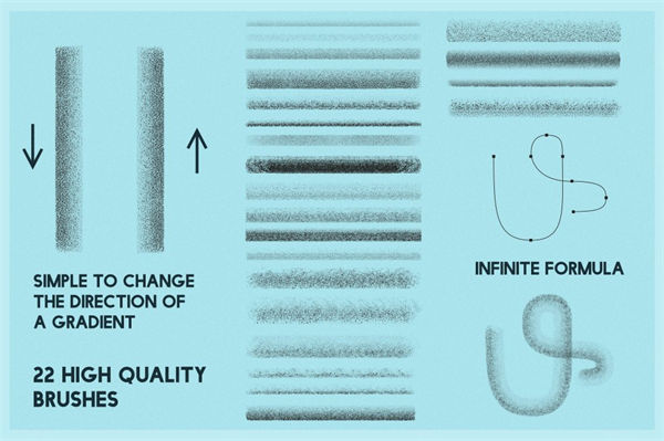 矢量插画复古纹理笔刷 Shaders brushes by Gueri