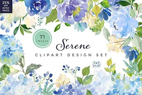 春季水彩手绘鲜花花卉绿叶矢量元素Spring Vectore