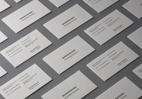 等距视图名片平铺贴图展示模版 Psd Business Card Branding Mockup