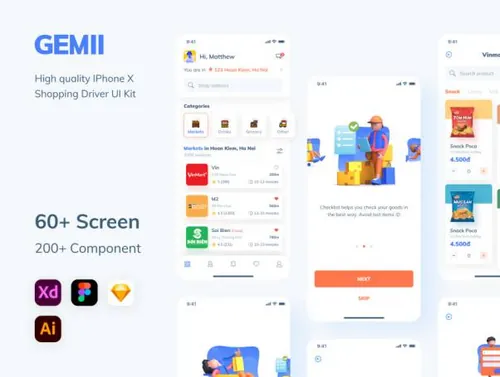 高质量在线购物移动电商平台APP界面UI素材 Gemii - Shop