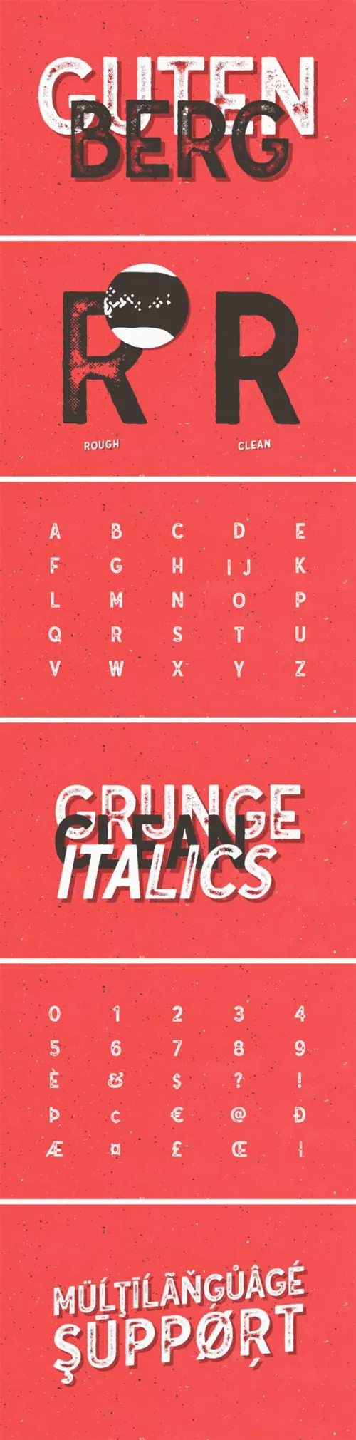 粗糙洗旧无衬线英文字体 Gutenberg Font Family