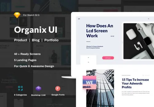 排版考究组织精良的博客产品社区综合界面Web网页UI工具包 Organix UI