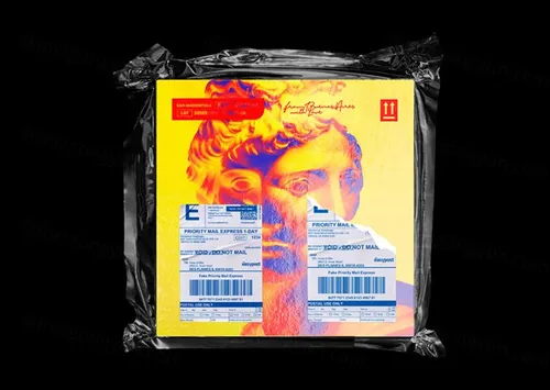 黑色系金属质感PE袋真空塑封包装样机贴图展示模板01