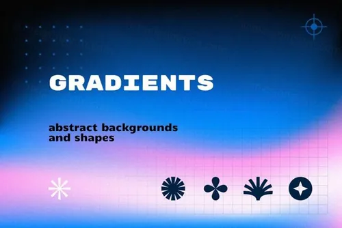 潮流未来派抽象颗粒感噪点全息渐变背景形状素材 Gradien