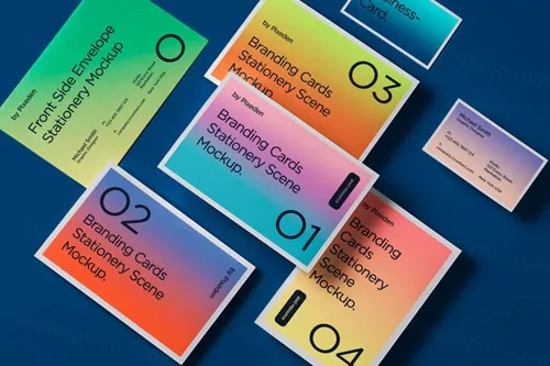 高质量卡片明信片品牌VI设计贴图展示样机模板 Brandin