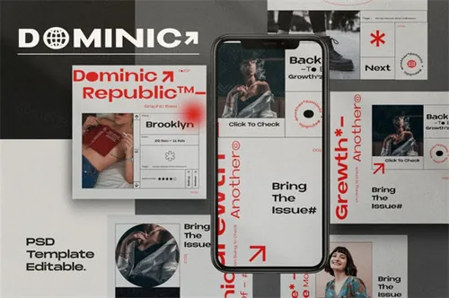 时尚高端简约流行风格的Instagram社交媒体banner海报设计