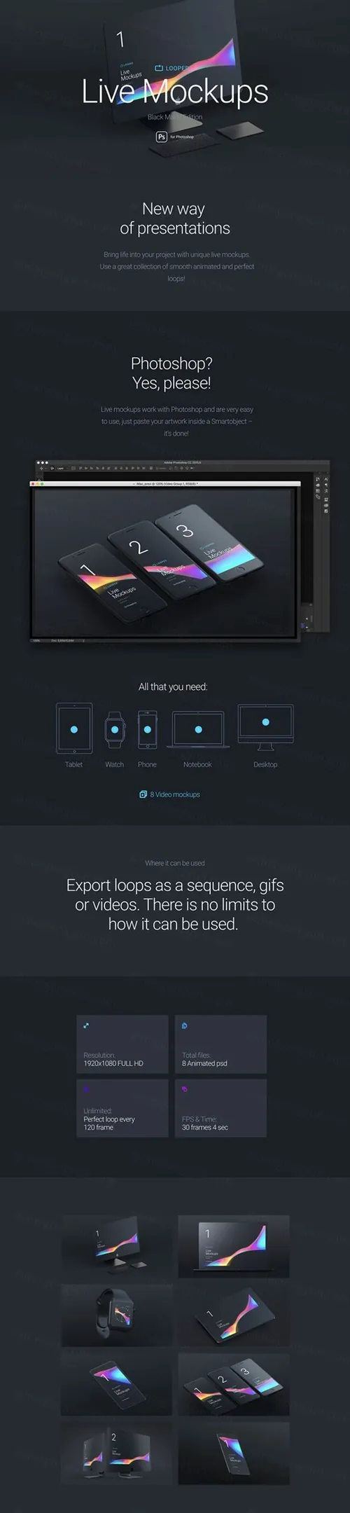 多设备动态演示样机模板  Looped Animated Mockups