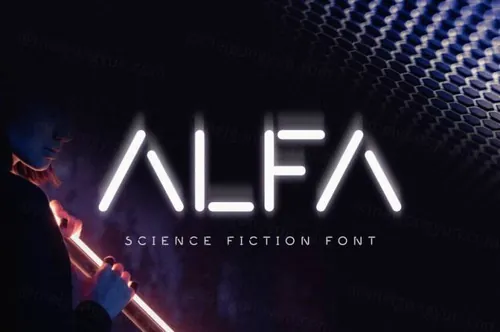 未来派科技电影标题几何装饰英文字体 Alfa - Minimal Science Font