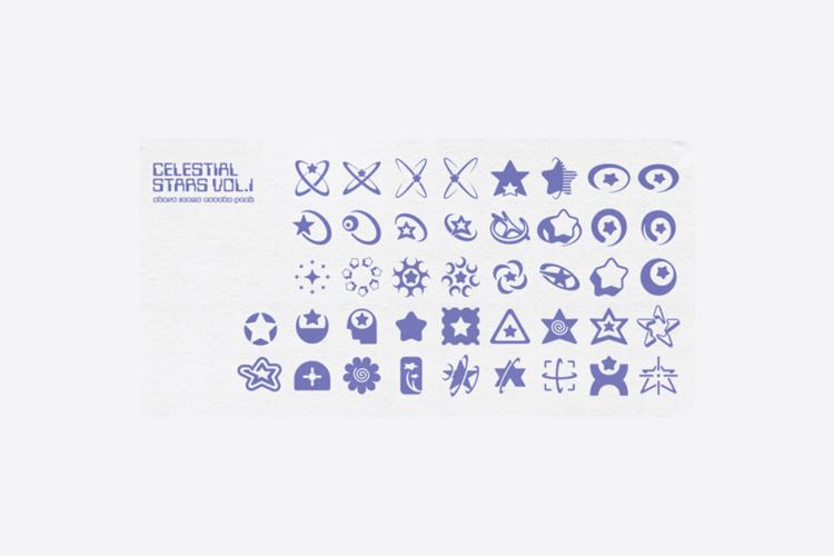 Y2K千禧风复古任天堂漫画书星星图标形状装饰素材合辑 40+