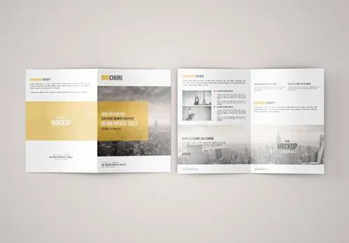 A5双折页画册传单设计提案展示模版 Bi-Fold Brochure Mock-Up