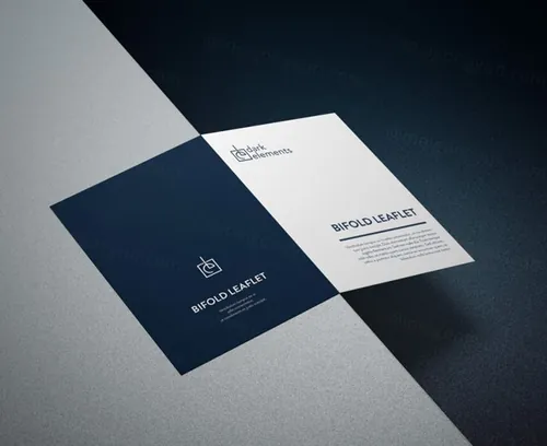 封面封底折页模型Dark Elements / Bifold Cover Leaflet Mockup