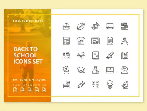 学校专题图标超大合集包 Back to School Icons Set